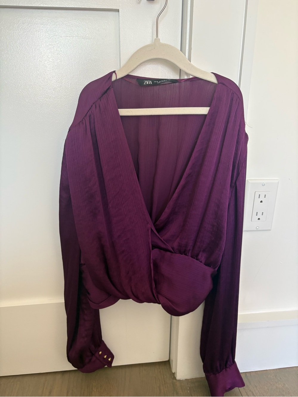 Zara Deep Plum Wrap Blouse
